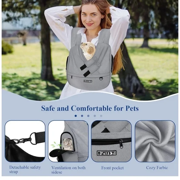 Pets Dog Carrier Sling in Gray by Abrand - Picture 6 of 7